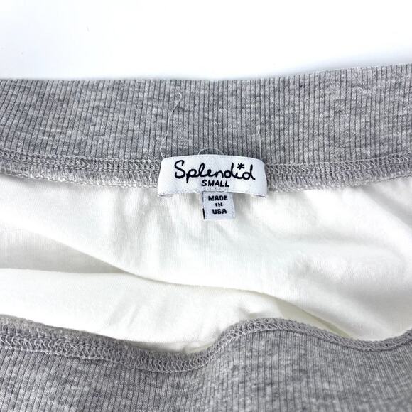 Splendid Supima Cotton White Ruched Mini Skirt with Grey Waistband Size Small - Picture 5 of 10